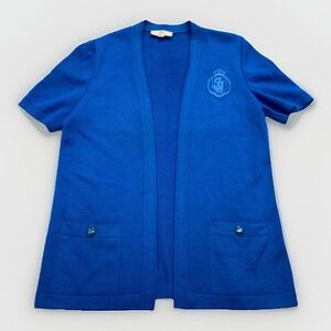 St. John Collection Jacket Women's L Blue Cardigan Sweater Quiet Luxury Designer